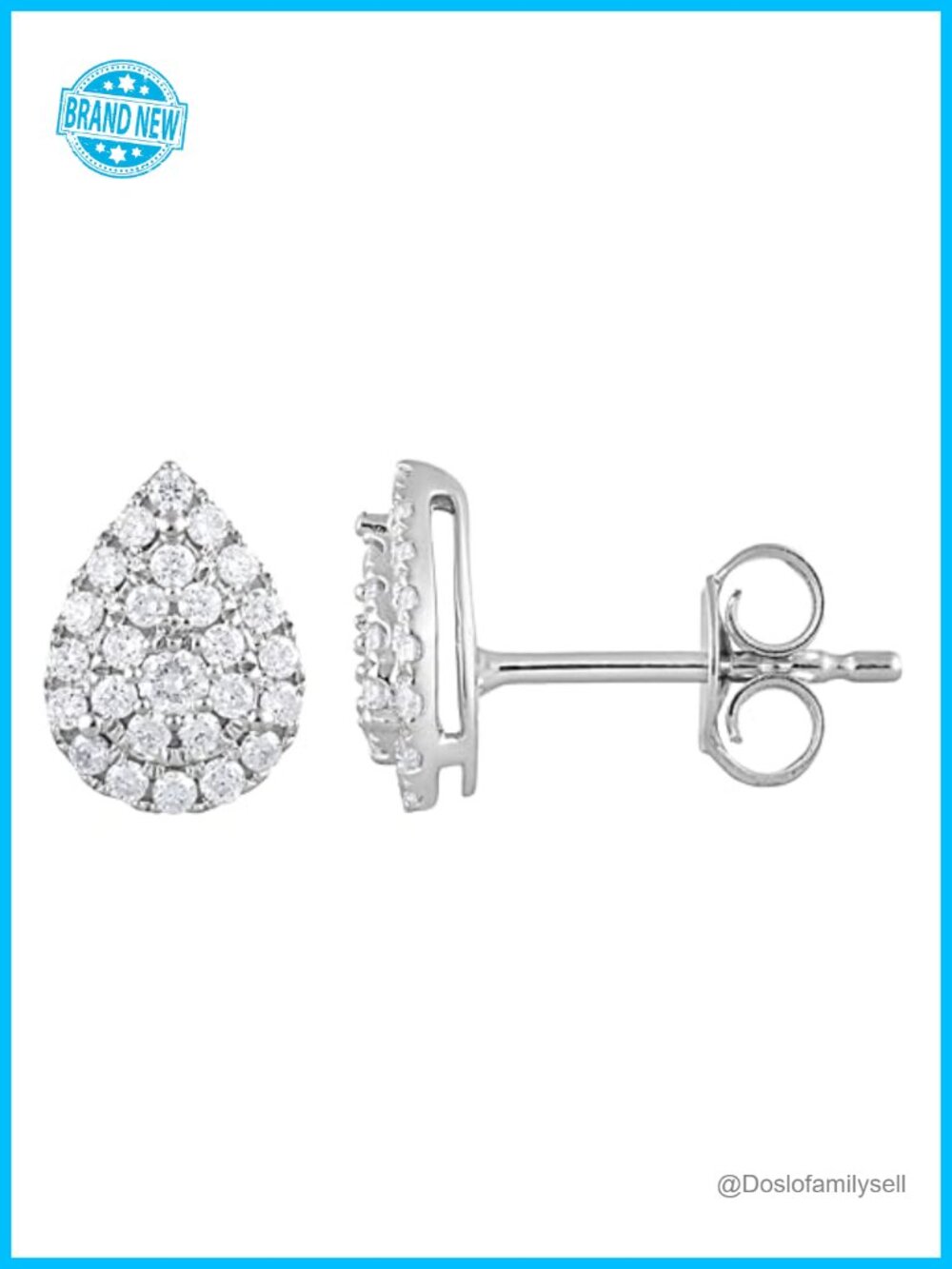1/3 Carat Lab Grown Diamond Halo Stud Earrings in Sterling Silver